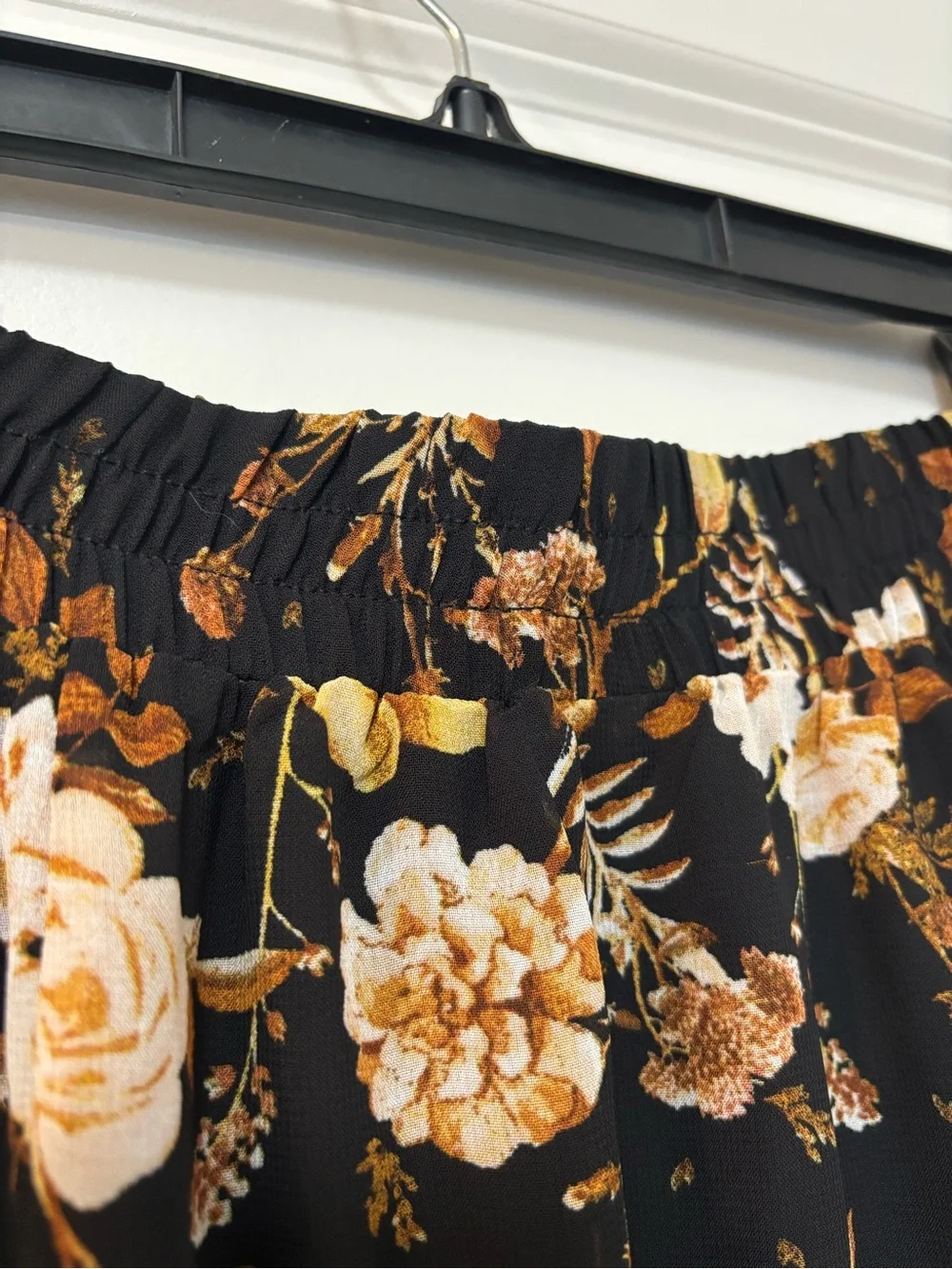 C Est. 1946 Black and Yellow Floral Ruffle Midi Skirt, Size XL